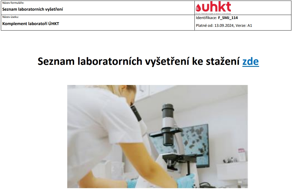 Titulka vyšetření