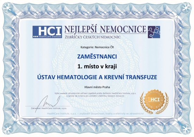 Nemocnice roku 2018 - kraj - certifikát